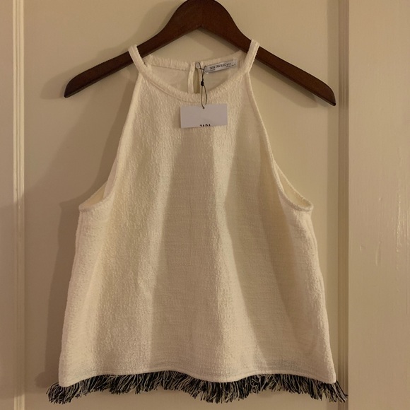 Zara Tops - NWT Zara Textured Tank With Fringe Hem